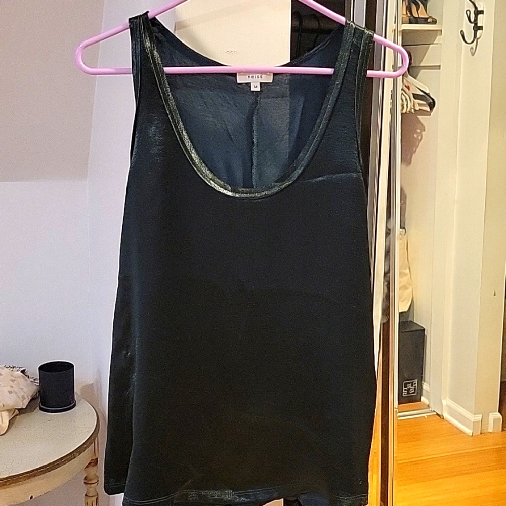 Deep green racerback silky blouse